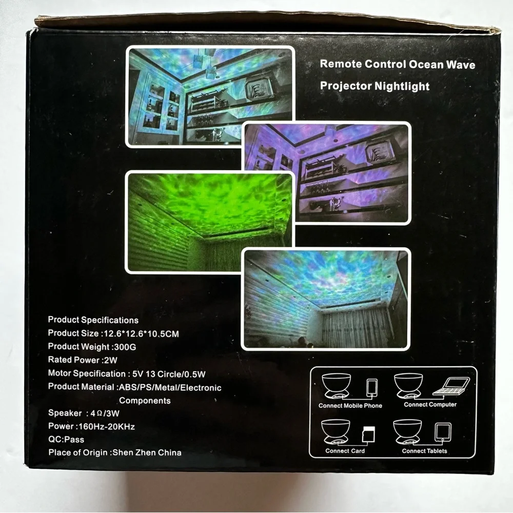 Night Light Projector with Remote Control Timer 8 Colors LED - Ocean Wave
